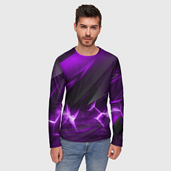 Лонгслив мужской Фиолетовая объемная абстракция, цвет: 3D-принт — фото 2