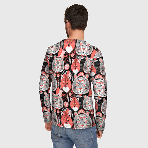 Мужской лонгслив Узор тигр с лисой / 3D-принт – фото 4