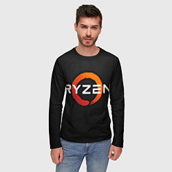 Лонгслив мужской AMD ryzen logo carbon black, цвет: 3D-принт — фото 2
