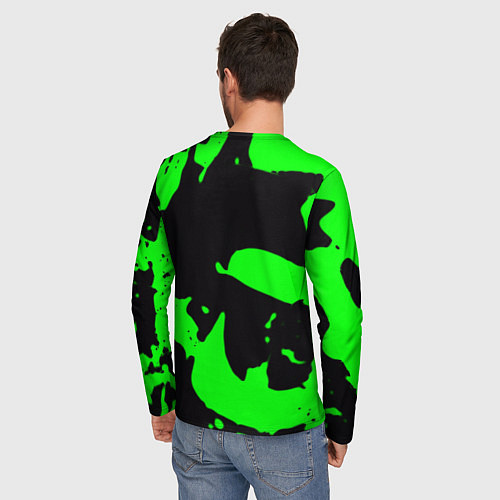 Мужской лонгслив Razer кислотный стиль краски / 3D-принт – фото 4