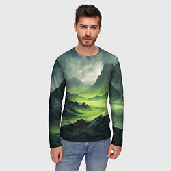 Лонгслив мужской Ядовитая горная местность - токсичная кислотная до, цвет: 3D-принт — фото 2