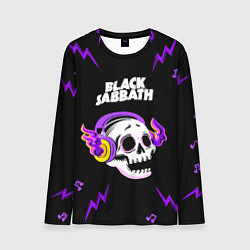 Лонгслив мужской Black Sabbath неоновый череп, цвет: 3D-принт