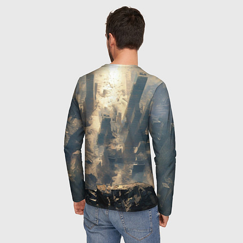 Мужской лонгслив Девушка и город / 3D-принт – фото 4