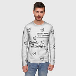 Лонгслив мужской Надпись будущий учитель, цвет: 3D-принт — фото 2
