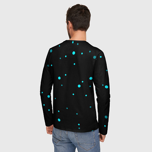 Мужской лонгслив Герб РФ голубые краски / 3D-принт – фото 4