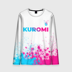 Мужской лонгслив Kuromi neon gradient style посередине