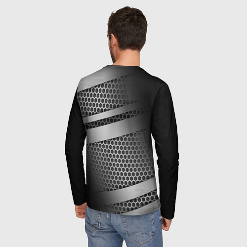 Мужской лонгслив Карбоновая текстура хром / 3D-принт – фото 4