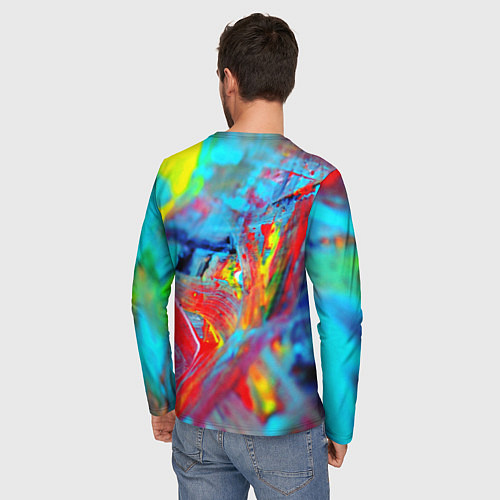 Мужской лонгслив Абстрактные краски неон / 3D-принт – фото 4