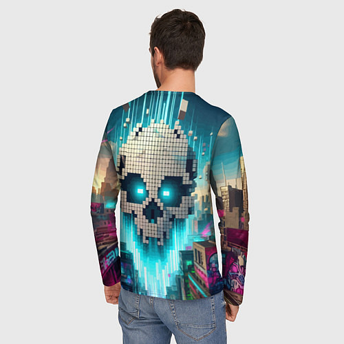 Мужской лонгслив Minecraft skull - ai art fantasy / 3D-принт – фото 4