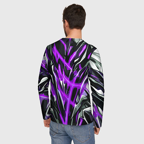 Мужской лонгслив Фиолетовая энергетическая абстракция / 3D-принт – фото 4