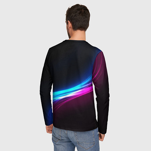 Мужской лонгслив Россия неоновые волны / 3D-принт – фото 4