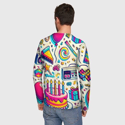 Мужской лонгслив Праздник 90х игры сладости и ностальгия / 3D-принт – фото 4