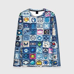 Лонгслив мужской Пиксельный пэчворк, цвет: 3D-принт