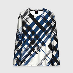 Мужской лонгслив Косая клетка бело-синяя