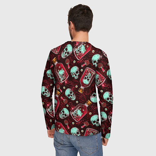 Мужской лонгслив Череп в бутылке паттерн / 3D-принт – фото 4