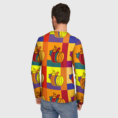 Мужской лонгслив Тыква разноцветная / 3D-принт – фото 4