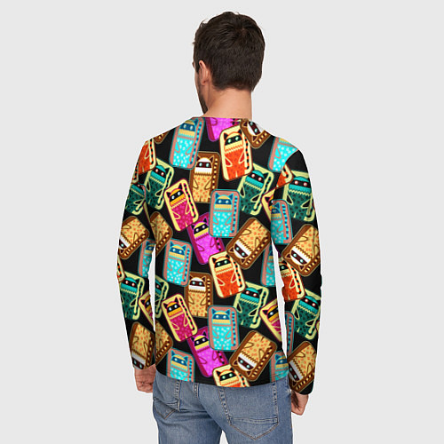 Мужской лонгслив Разноцветные котики паттерн / 3D-принт – фото 4