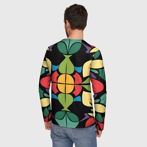 Мужской лонгслив Калейдоскоп на темном фоне / 3D-принт – фото 4