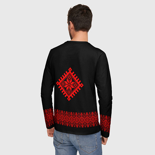 Мужской лонгслив Символ родноверия и вышивной узор / 3D-принт – фото 4