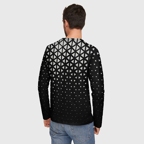 Мужской лонгслив Геометрический градиент - чёрно-белый / 3D-принт – фото 4