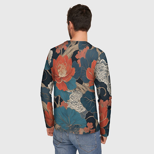 Мужской лонгслив Цветы в стиле иредзуми / 3D-принт – фото 4