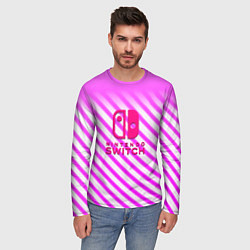 Лонгслив мужской Nintendo pink line, цвет: 3D-принт — фото 2