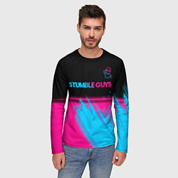 Лонгслив мужской Stumble Guys - neon gradient посередине, цвет: 3D-принт — фото 2