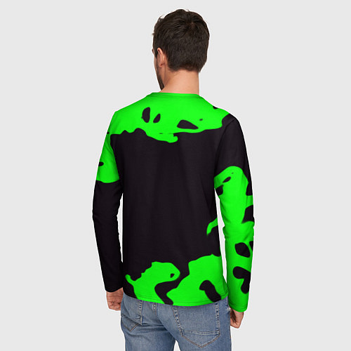 Мужской лонгслив Xbox fire green / 3D-принт – фото 4