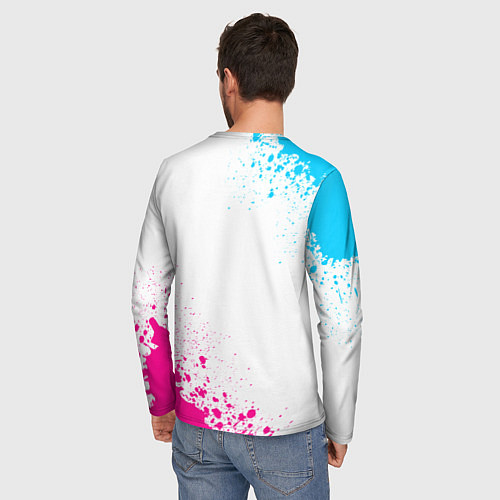 Мужской лонгслив Stumble Guys neon gradient style вертикально / 3D-принт – фото 4