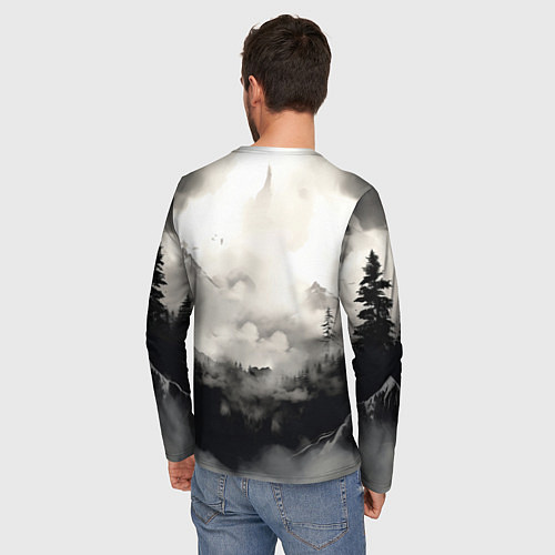 Мужской лонгслив Голова серого волка / 3D-принт – фото 4