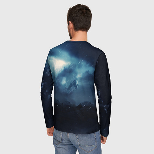 Мужской лонгслив Волк ночью / 3D-принт – фото 4