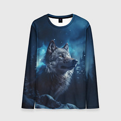 Мужской лонгслив Голова волка и небо