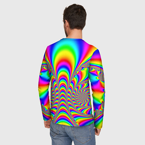 Мужской лонгслив Оптические иллюзии волны неон / 3D-принт – фото 4