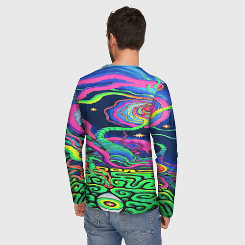Мужской лонгслив Оптические волны психоделика / 3D-принт – фото 4