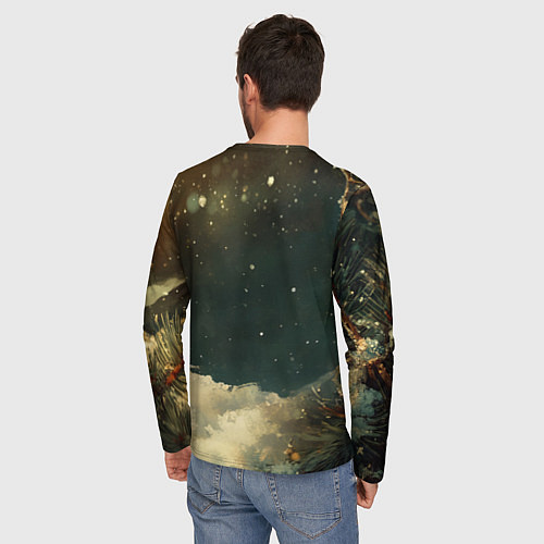 Мужской лонгслив Новогодняя змея у елки / 3D-принт – фото 4