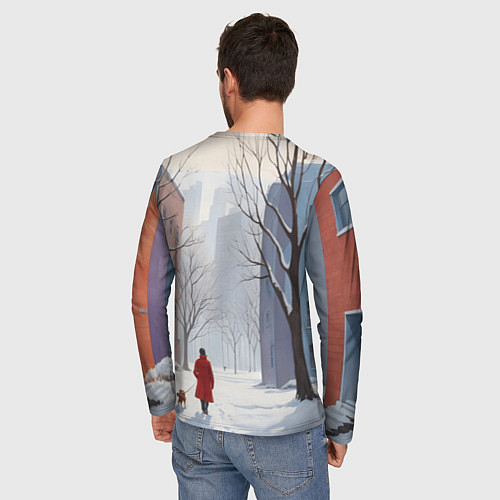 Мужской лонгслив Прогулка зима / 3D-принт – фото 4