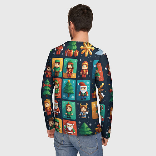 Мужской лонгслив Minecraft с новогодний паттерн / 3D-принт – фото 4