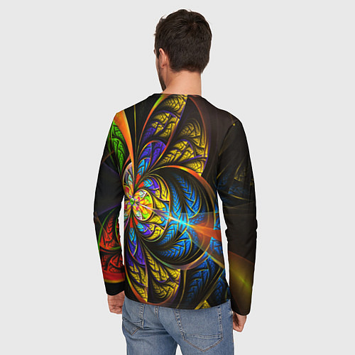 Мужской лонгслив Фрактальный оптический узор в цвете / 3D-принт – фото 4