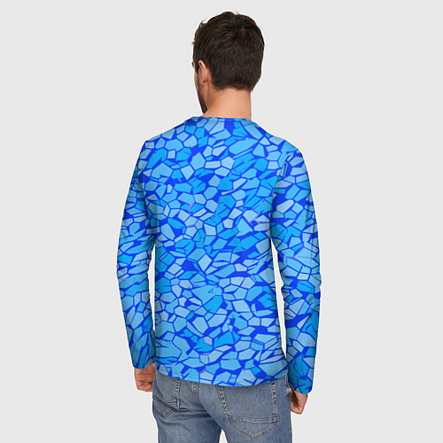 Мужской лонгслив Голубые плитки на синем фоне / 3D-принт – фото 4