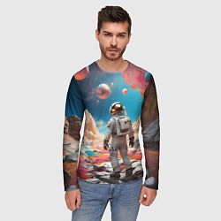 Лонгслив мужской Космонавт на розовой планете, цвет: 3D-принт — фото 2