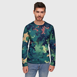 Лонгслив мужской Армейский камуфляж зеленый, цвет: 3D-принт — фото 2