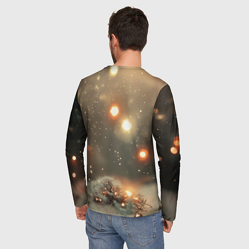 Мужской лонгслив Мопс в костюме елки / 3D-принт – фото 4