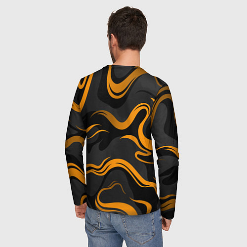 Мужской лонгслив Zeekr - оранжевые волны / 3D-принт – фото 4