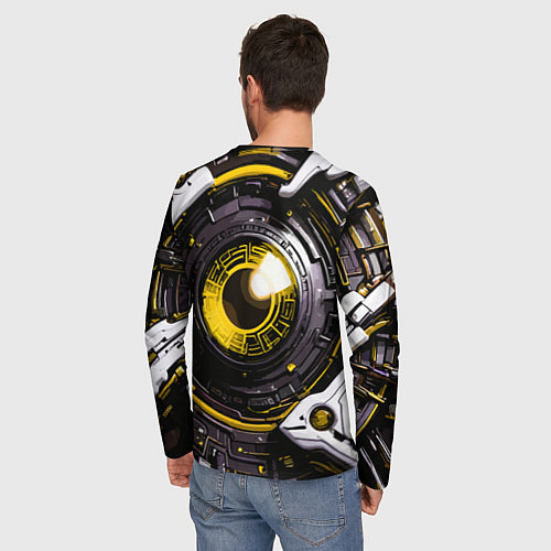 Мужской лонгслив Жёлтая сфера киберпанк / 3D-принт – фото 4