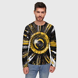 Лонгслив мужской Чёрно-жёлтая сфера киберпанк, цвет: 3D-принт — фото 2