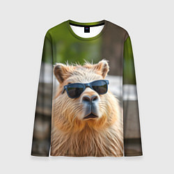 Лонгслив мужской Модная капибара в темных очках, цвет: 3D-принт