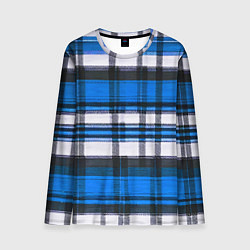 Лонгслив мужской Сине-белая ткань в клетку, цвет: 3D-принт