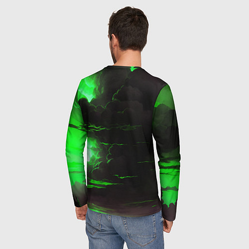 Мужской лонгслив Кислотный зелёный закат / 3D-принт – фото 4