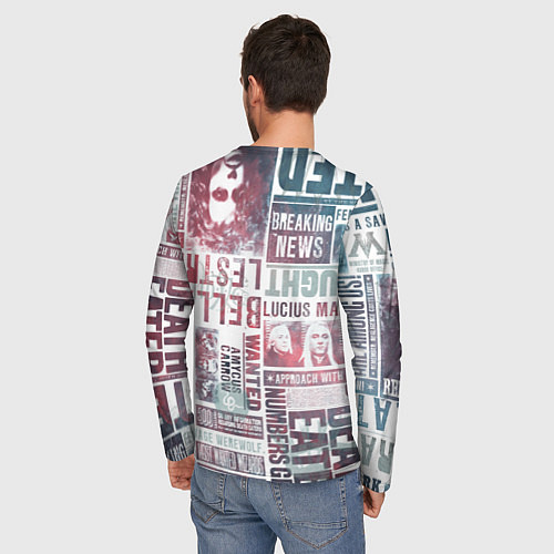 Мужской лонгслив Паттерн газеты - Гарри Поттер Сириус Блэк и Люциус / 3D-принт – фото 4