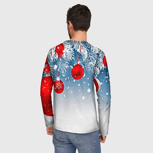 Мужской лонгслив Ёлочные ветви с игрушками / 3D-принт – фото 4